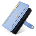 For Oppo A78 4G Case Zipper Phone Leather Cover with Hand Strap and Shoulder Strap