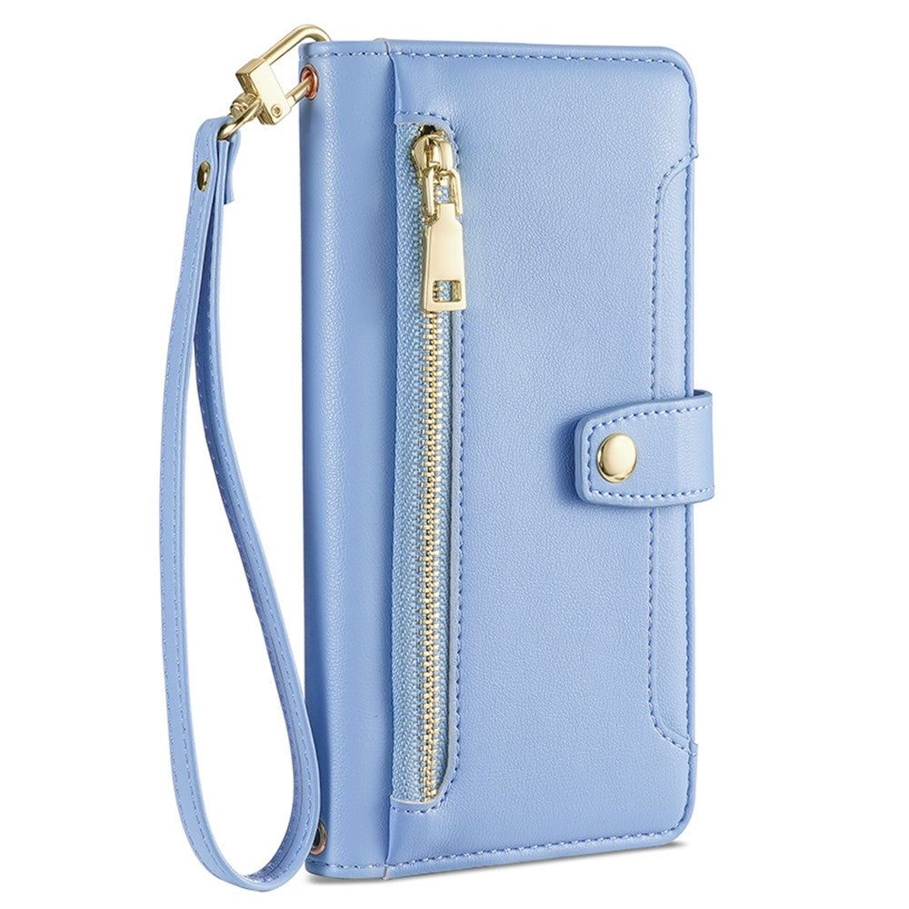 For Oppo A78 4G Case Zipper Phone Leather Cover with Hand Strap and Shoulder Strap