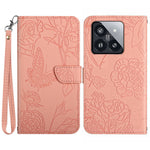 HT03 For Xiaomi 14 Pro Case PU Leather Stand Phone Cover with Hand Strap