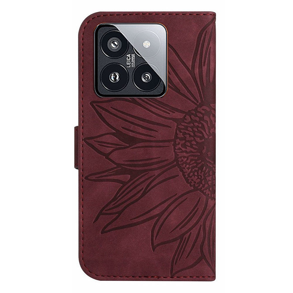 HT04 For Xiaomi 14 Pro Leather Case Skin-touch Phone Wallet Cover with Wrist Strap