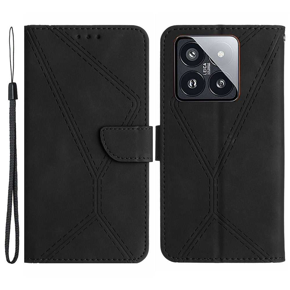 HT05 For Xiaomi 14 Case Leather Skin-touch Anti-scratch Wallet Phone Cover