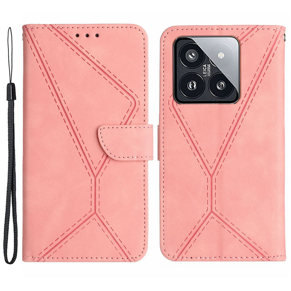 HT05 For Xiaomi 14 Case Leather Skin-touch Anti-scratch Wallet Phone Cover