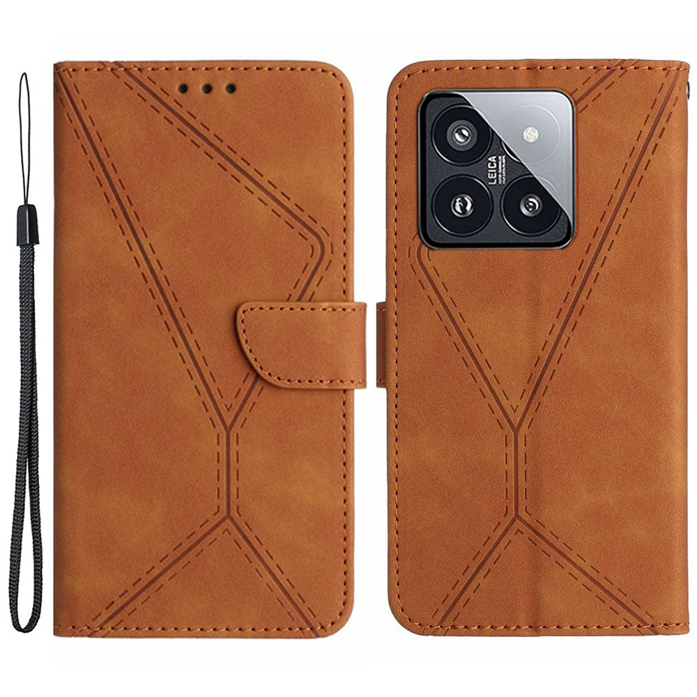 HT05 For Xiaomi 14 Case Leather Skin-touch Anti-scratch Wallet Phone Cover