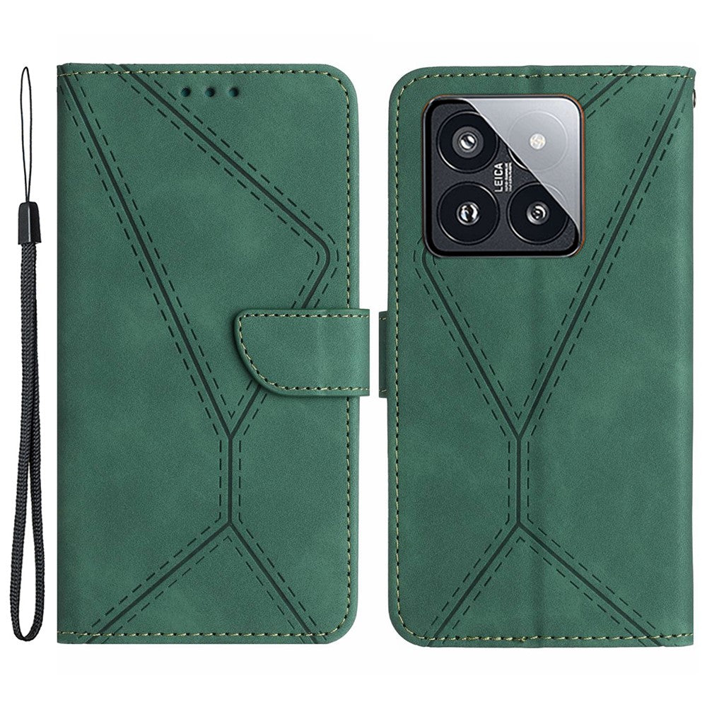 HT05 For Xiaomi 14 Case Leather Skin-touch Anti-scratch Wallet Phone Cover