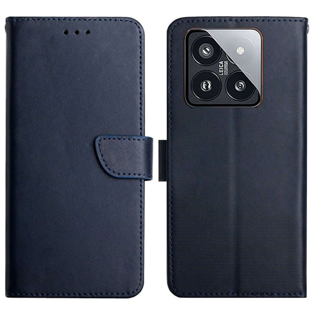 HT02 For Xiaomi 14 Case Dustproof Genuine Cow Leather Mobile Phone Cover Wallet