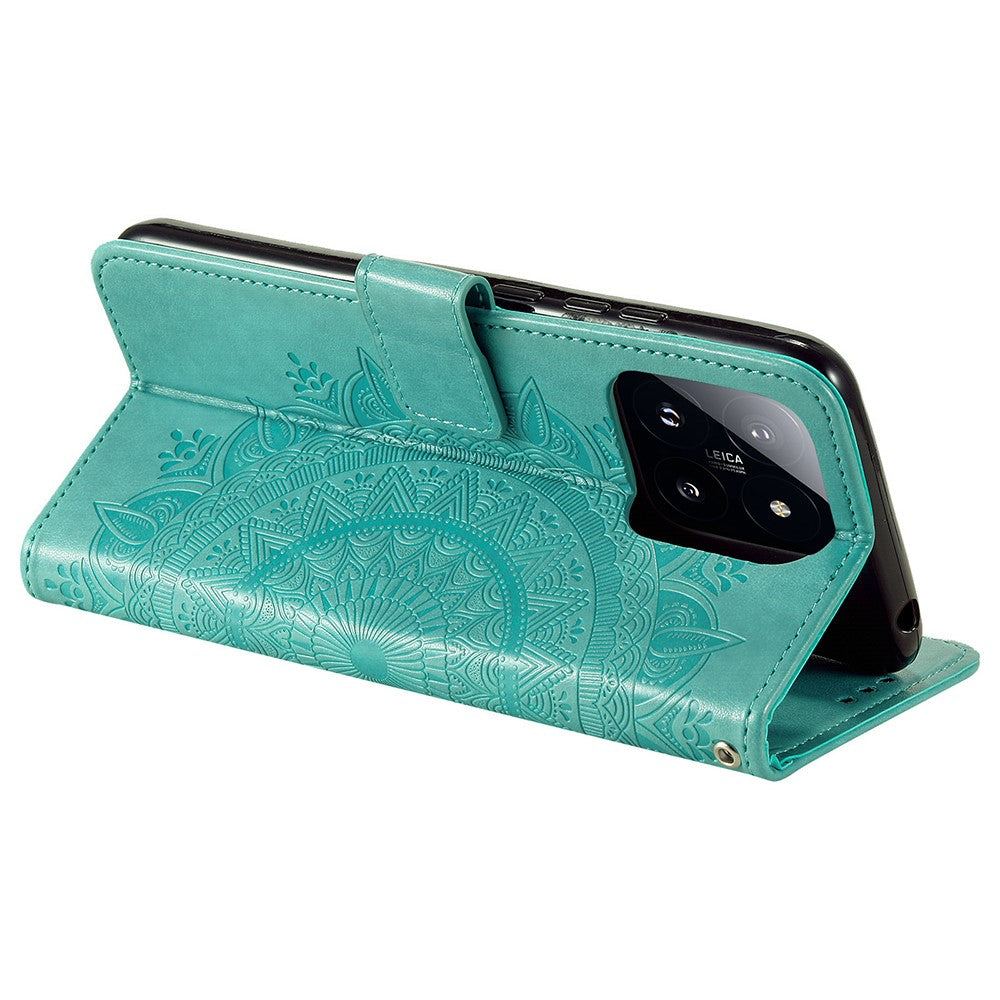 For Xiaomi 14 Pro Case Mandala Flower Imprinted Leather Phone Wallet Cover with Stand