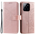Xiaomi 14 Pro-skal, läderplånboksfodral med mandala- och blommatryck och stativ