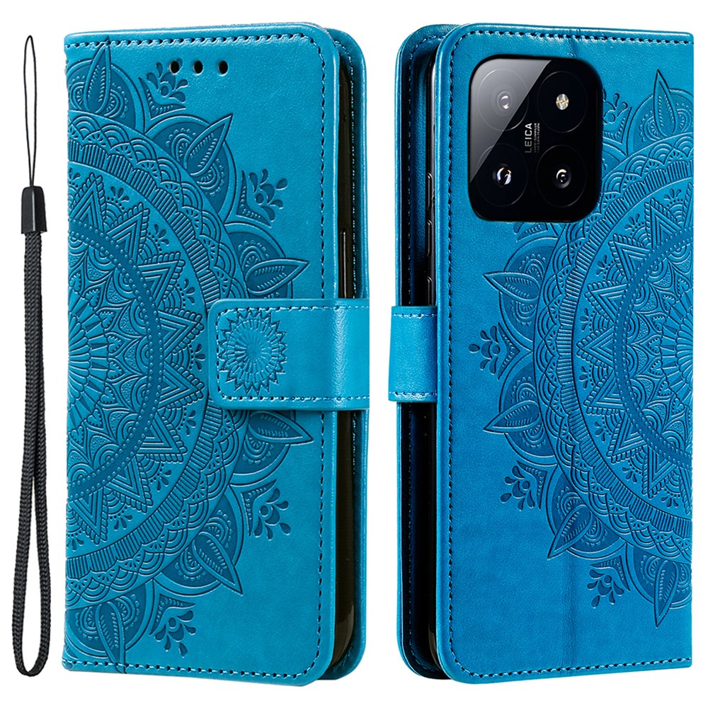 For Xiaomi 14 Pro Case Mandala Flower Imprinted Leather Phone Wallet Cover with Stand