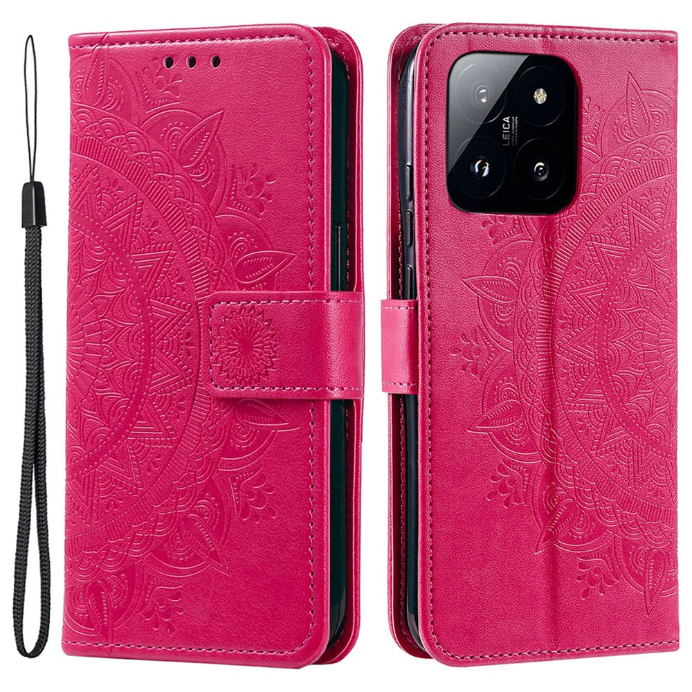 For Xiaomi 14 Pro Case Mandala Flower Imprinted Leather Phone Wallet Cover with Stand
