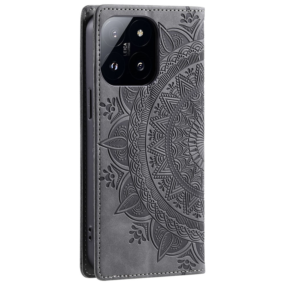 Style-010 For Xiaomi 14 Pro Case Imprinted Mandala Flower Leather Phone Cover
