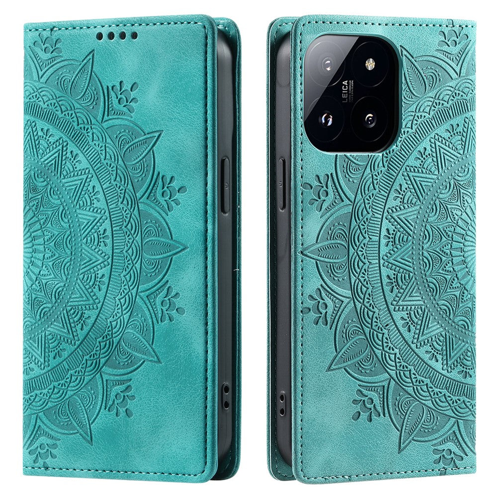 Style-010 For Xiaomi 14 Pro Case Imprinted Mandala Flower Leather Phone Cover