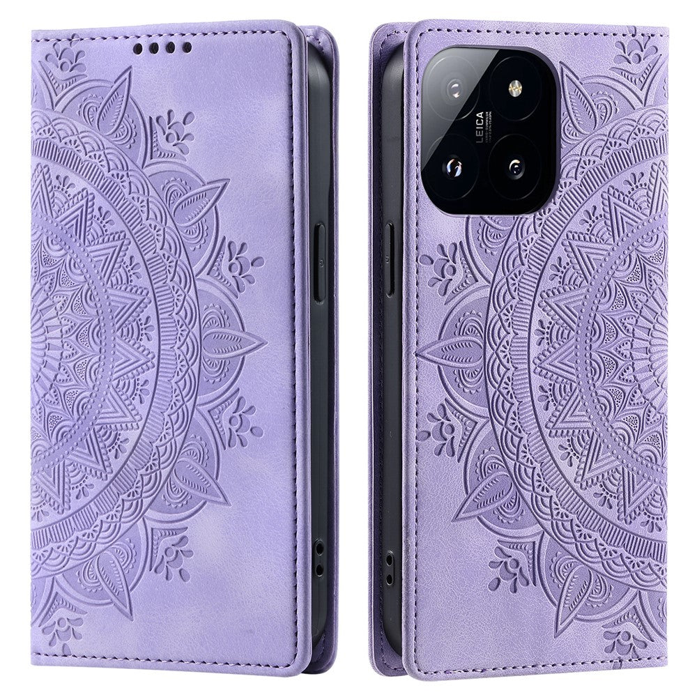 Style-010 For Xiaomi 14 Pro Case Imprinted Mandala Flower Leather Phone Cover