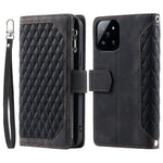 005 Style For Xiaomi 14 Pro Case Zipper Wallet Rhombus Leather Cover with Strap