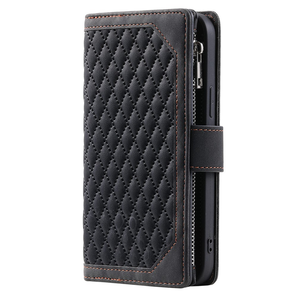 005 Style For Xiaomi 14 Pro Case Zipper Wallet Rhombus Leather Cover with Strap