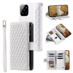 005 Style For Xiaomi 14 Pro Case Zipper Wallet Rhombus Leather Cover with Strap