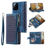 005 Style For Xiaomi 14 Pro Case Zipper Wallet Rhombus Leather Cover with Strap