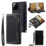 005 Style For Xiaomi 14 Pro Case PU Leather Zipper Wallet Cover with Hand Strap and Shoulder Strap