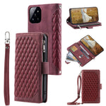 005 Style For Xiaomi 14 Pro Case PU Leather Zipper Wallet Cover with Hand Strap and Shoulder Strap