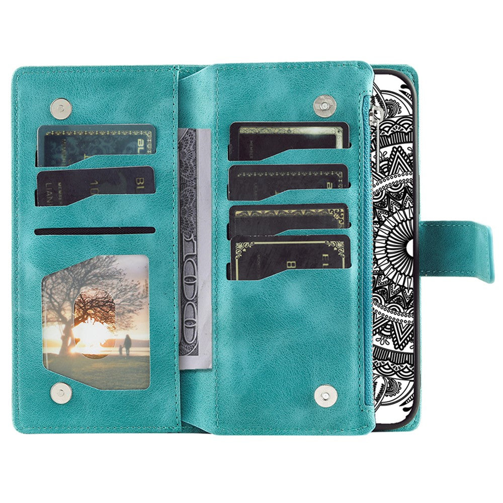006 For Xiaomi 14 Case Slim-Fit Phone Shell Leather Wallet Imprinted Phone Cover with Strap