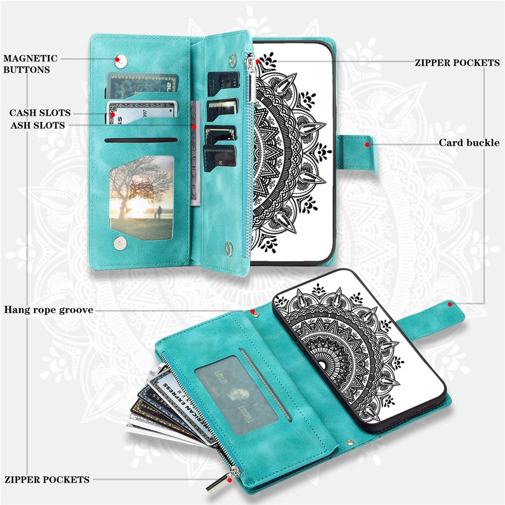 006 For Xiaomi 14 Case Slim-Fit Phone Shell Leather Wallet Imprinted Phone Cover with Strap