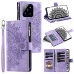 006 For Xiaomi 14 Case Slim-Fit Phone Shell Leather Wallet Imprinted Phone Cover with Strap