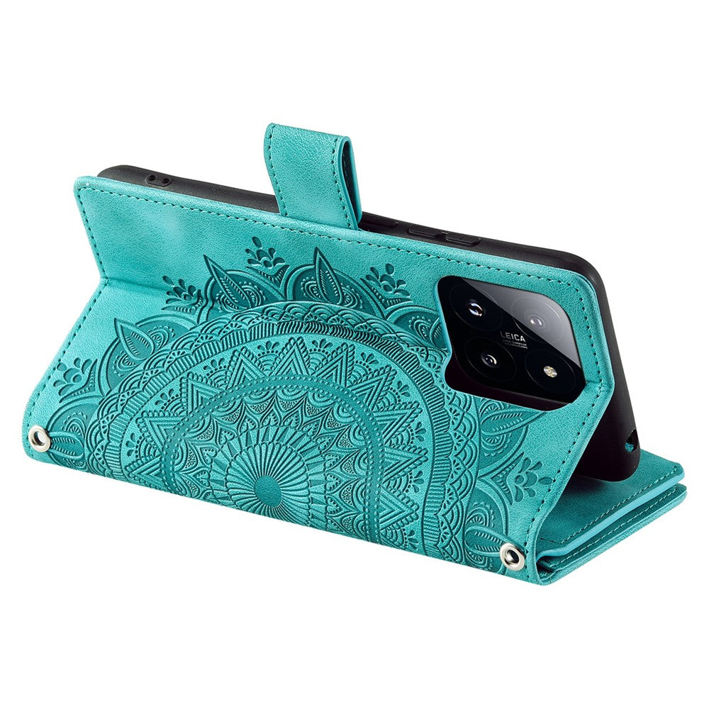 Style 006 For Xiaomi 14 Case Mandala Flower Phone Cover with Hand Strap and Shoulder Strap