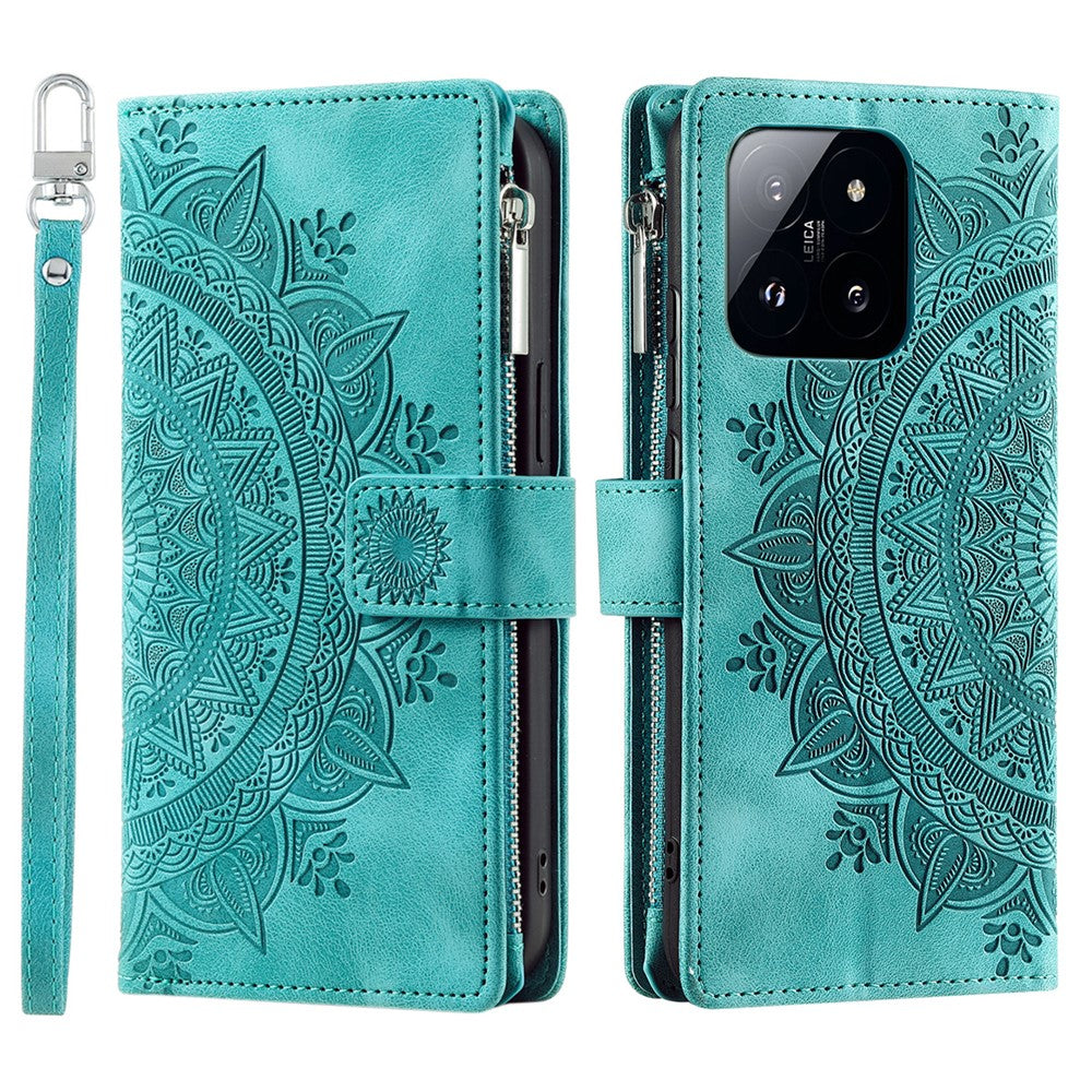 Style 006 For Xiaomi 14 Case Mandala Flower Phone Cover with Hand Strap and Shoulder Strap