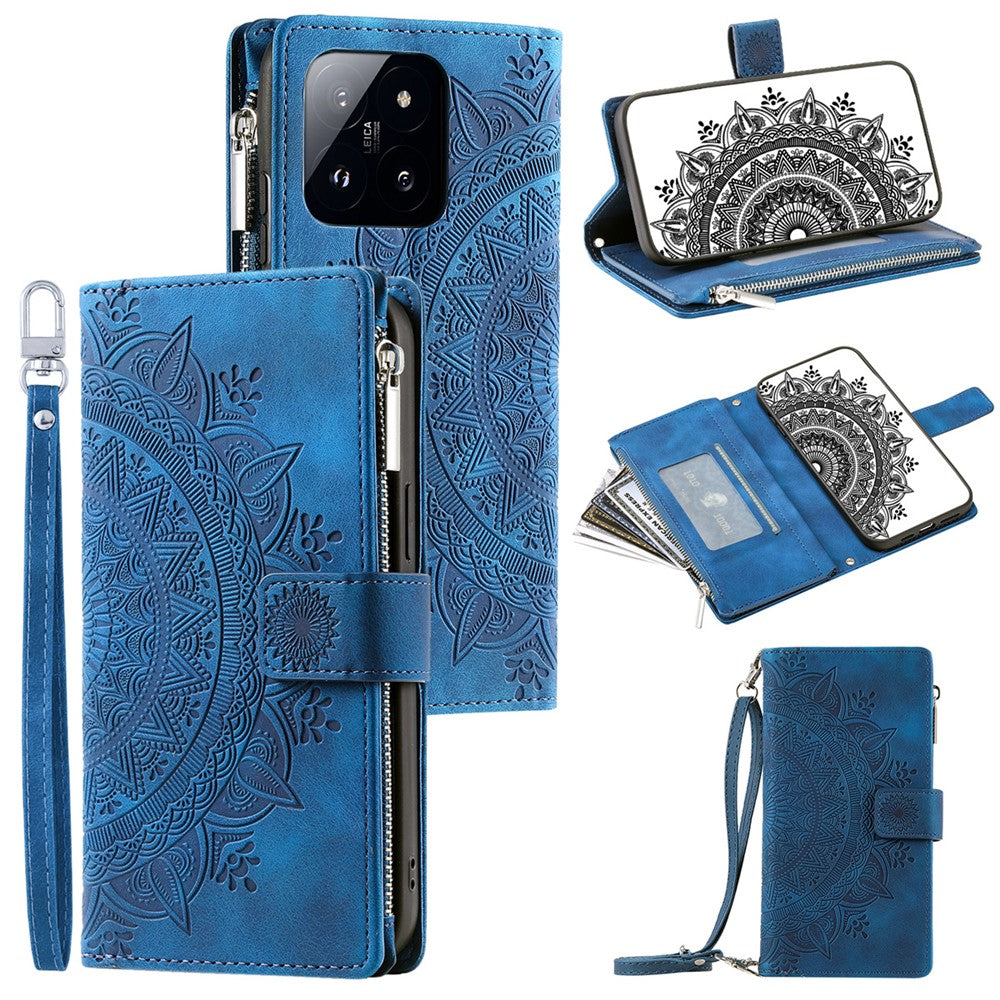 Style 006 For Xiaomi 14 Case Mandala Flower Phone Cover with Hand Strap and Shoulder Strap