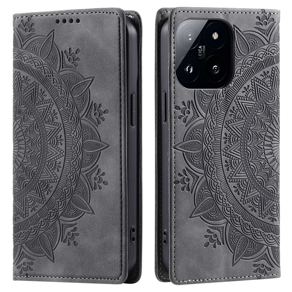 Style-010 For Xiaomi 14 Case Imprinted Magnetic Auto Closing Leather Phone Cover with Wallet