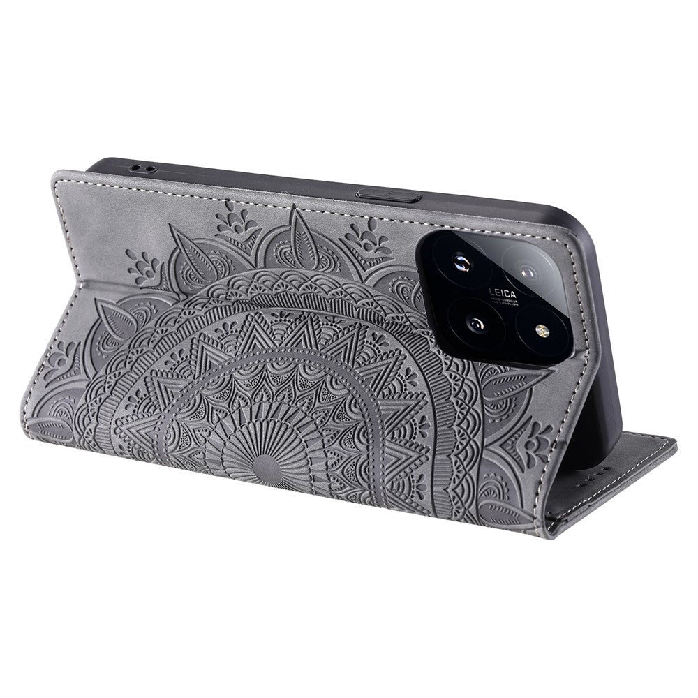 Style-010 For Xiaomi 14 Case Imprinted Magnetic Auto Closing Leather Phone Cover with Wallet