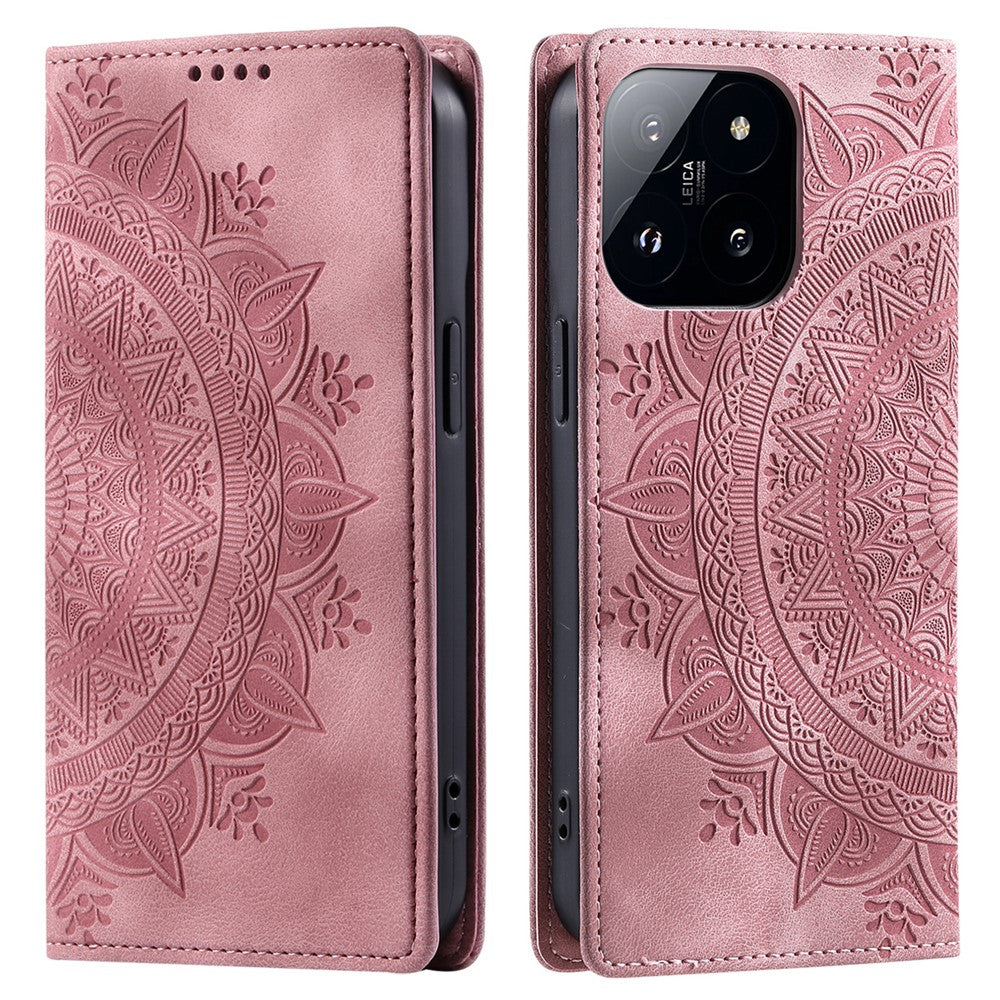 Style-010 For Xiaomi 14 Case Imprinted Magnetic Auto Closing Leather Phone Cover with Wallet