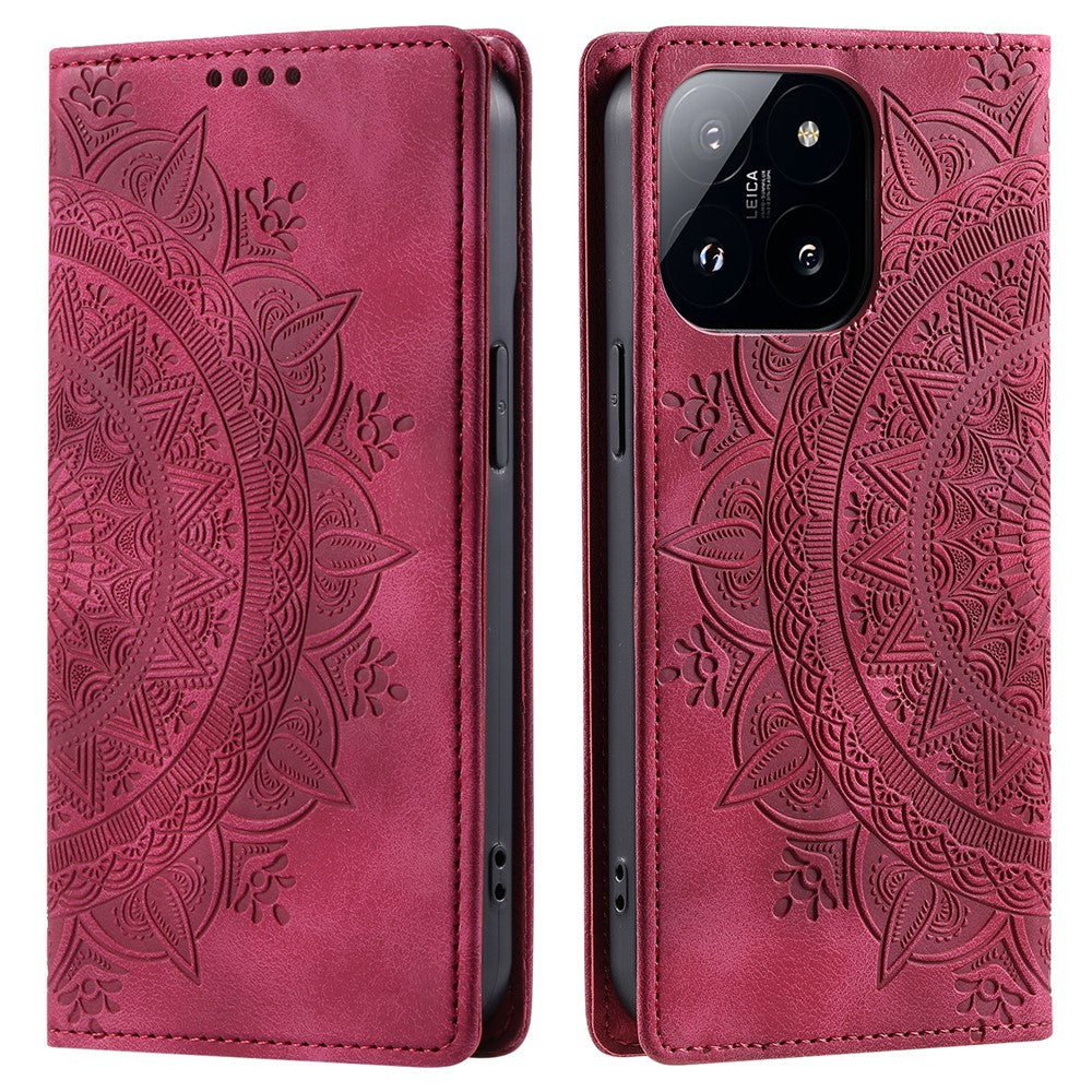 Style-010 For Xiaomi 14 Case Imprinted Magnetic Auto Closing Leather Phone Cover with Wallet