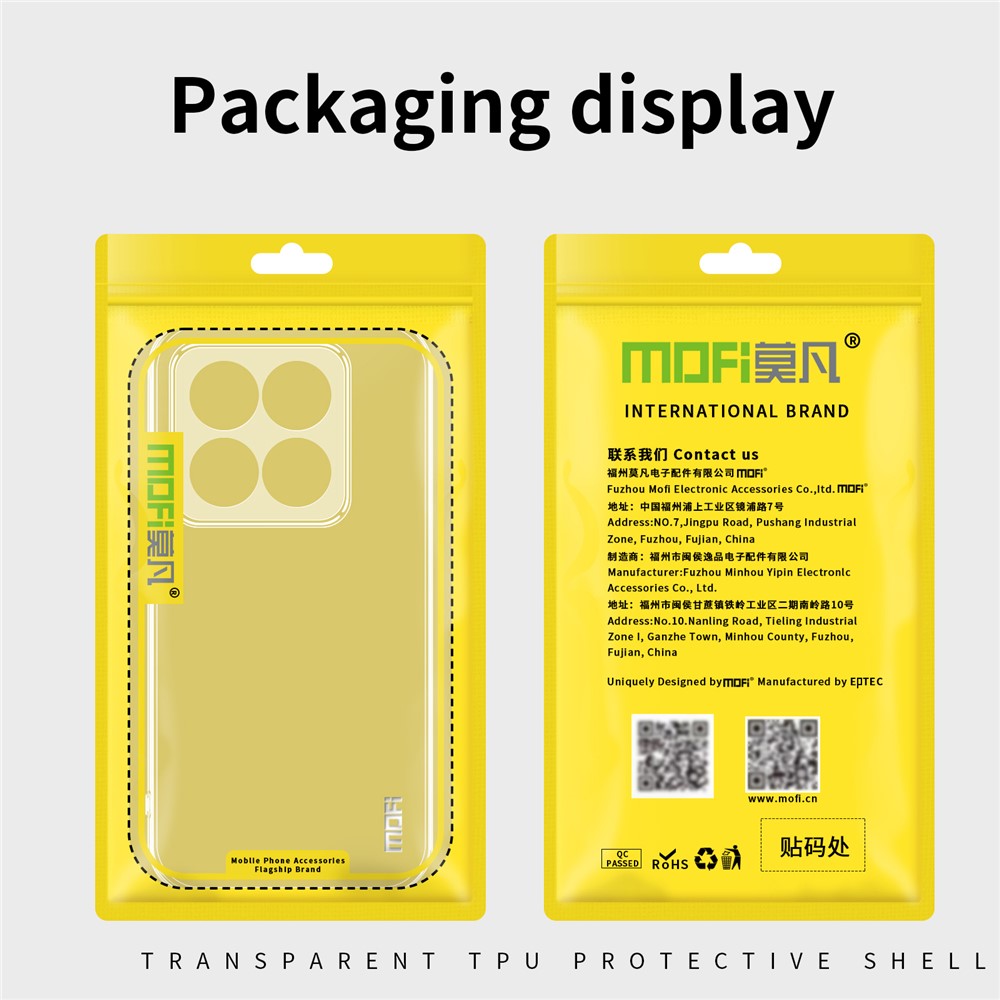 MOFI TPU Phone Shell For Xiaomi 14 Case HD Transparent Mobile Phone Cover