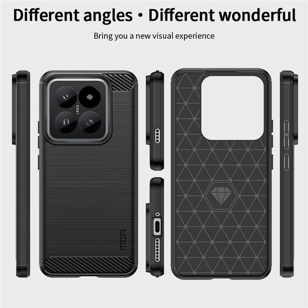 MOFI JK TPU Series-1 För Xiaomi 14 Pro TPU-skal Borstad Kolfiberstruktur mobilskal