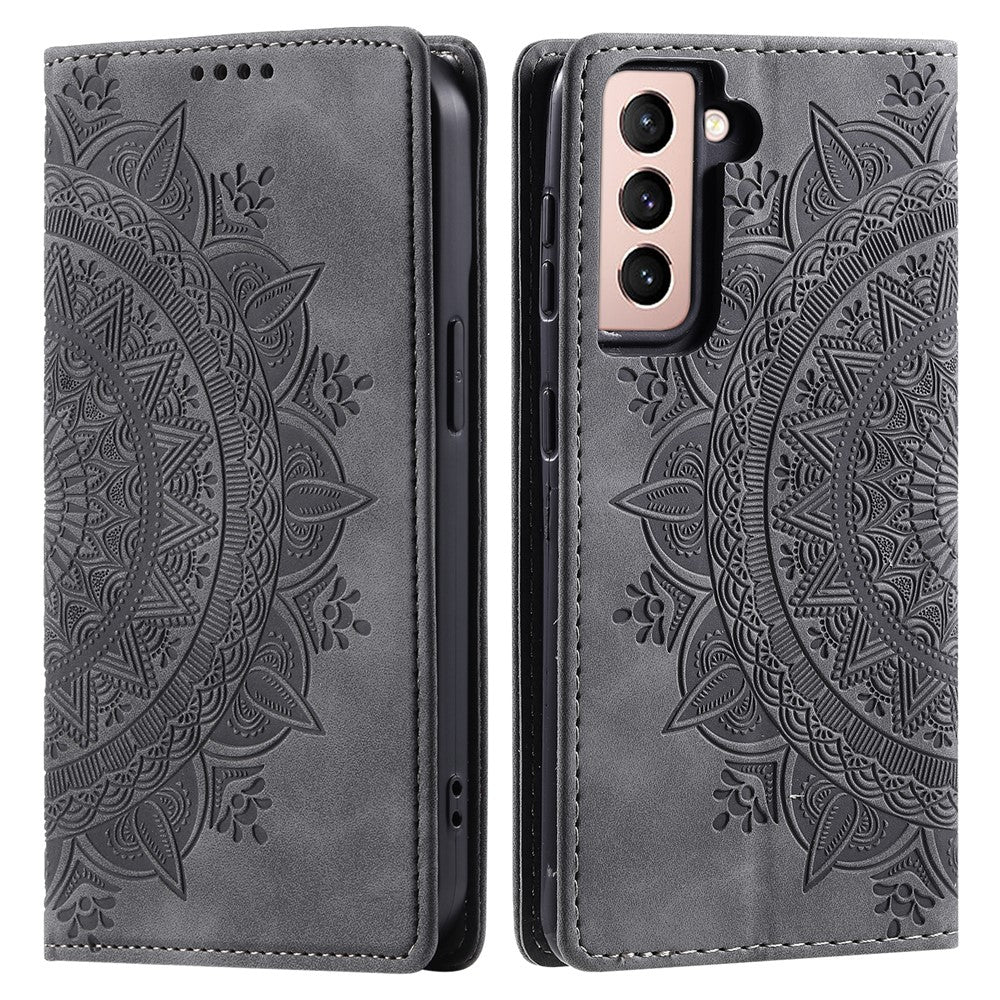 For Samsung Galaxy S22 5G Case Magnetic Auto Closing Mandala Flower Wallet Cover