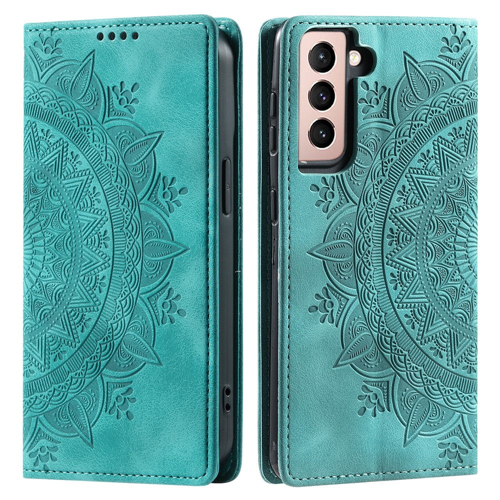 For Samsung Galaxy S22 5G Case Magnetic Auto Closing Mandala Flower Wallet Cover