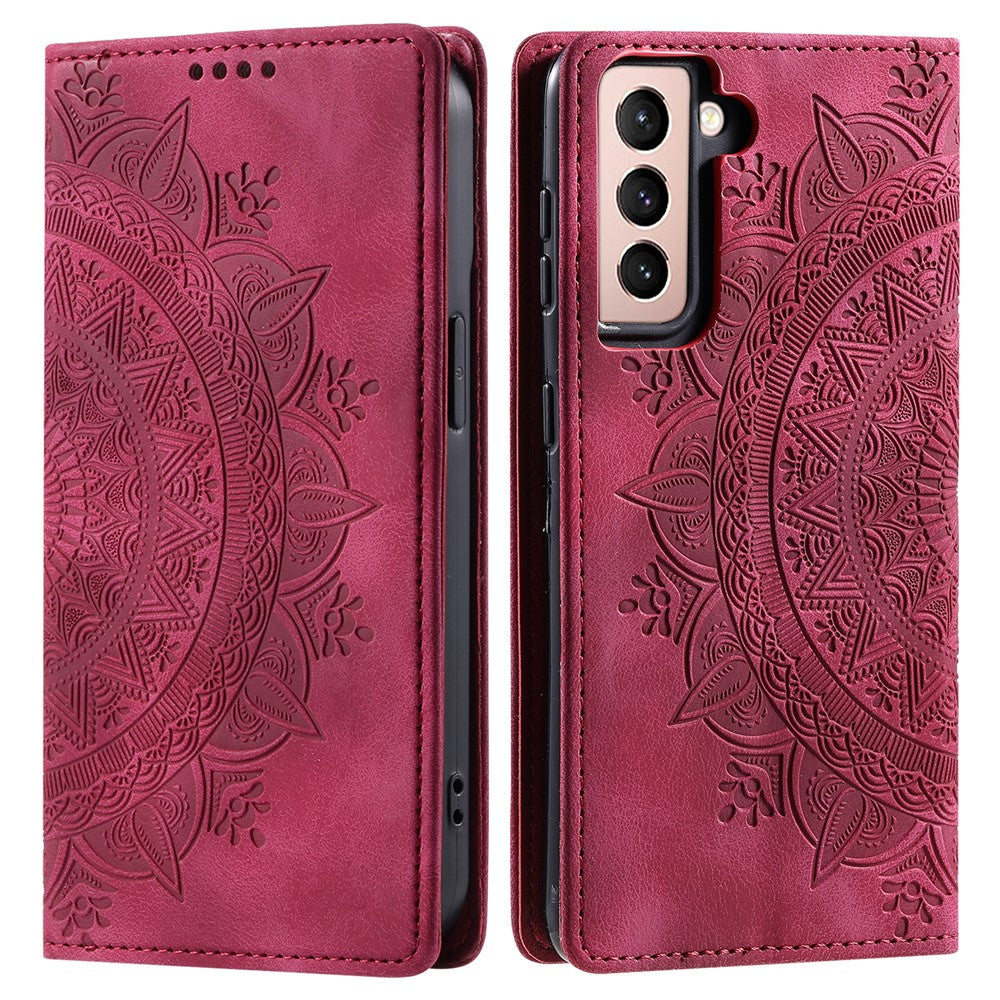 For Samsung Galaxy S22+ 5G Case Imprinted Mandala Flower Leather Cover with Wallet