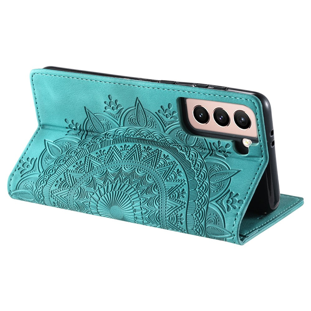 For Samsung Galaxy S22+ 5G Case Imprinted Mandala Flower Leather Cover with Wallet