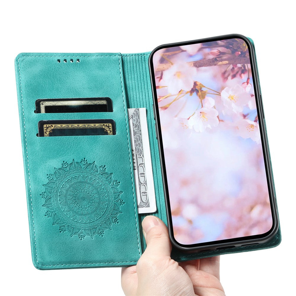 For Samsung Galaxy S22+ 5G Case Imprinted Mandala Flower Leather Cover with Wallet