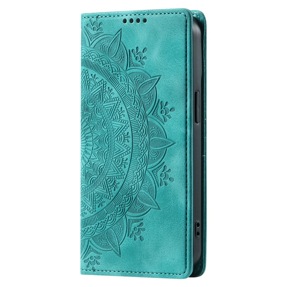 For Samsung Galaxy S22+ 5G Case Imprinted Mandala Flower Leather Cover with Wallet