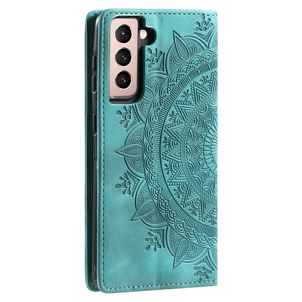For Samsung Galaxy S22+ 5G Case Imprinted Mandala Flower Leather Cover with Wallet