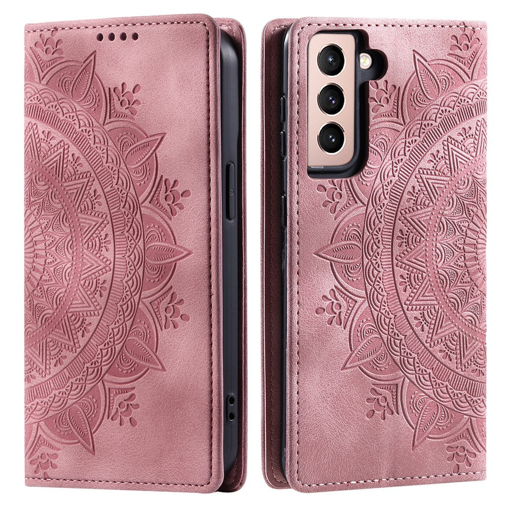 For Samsung Galaxy S23+ Case Imprinted Mandala Flower Leather Cover with Wallet
