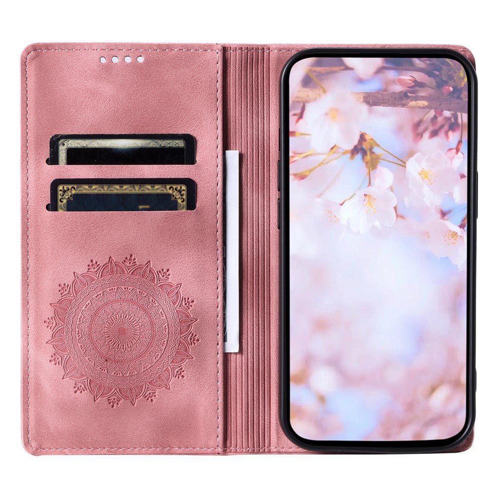 For Samsung Galaxy S23+ Case Imprinted Mandala Flower Leather Cover with Wallet