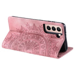 For Samsung Galaxy S23+ Case Imprinted Mandala Flower Leather Cover with Wallet