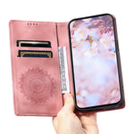 For Samsung Galaxy S23+ Case Imprinted Mandala Flower Leather Cover with Wallet
