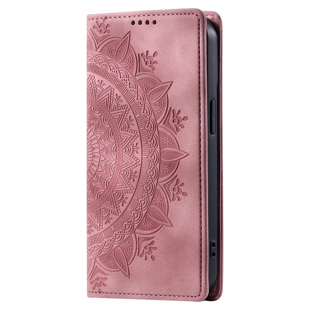 For Samsung Galaxy S23+ Case Imprinted Mandala Flower Leather Cover with Wallet