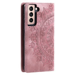 For Samsung Galaxy S23+ Case Imprinted Mandala Flower Leather Cover with Wallet