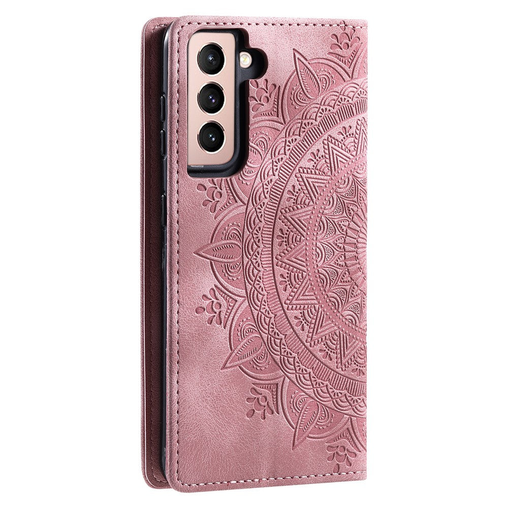For Samsung Galaxy S23+ Case Imprinted Mandala Flower Leather Cover with Wallet