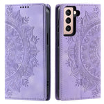 For Samsung Galaxy S23+ Case Imprinted Mandala Flower Leather Cover with Wallet