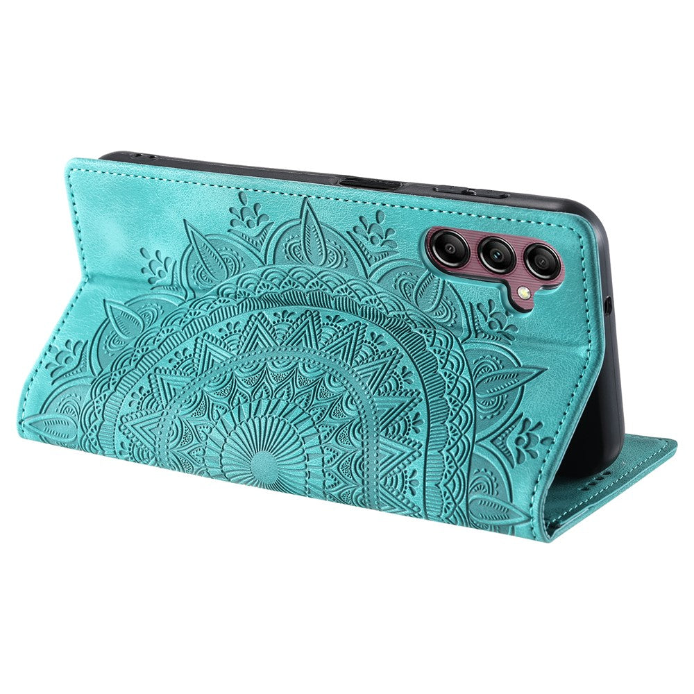 For Samsung Galaxy A15 4G Case Imprinted Mandala Flower Magnetic Phone Leather Cover
